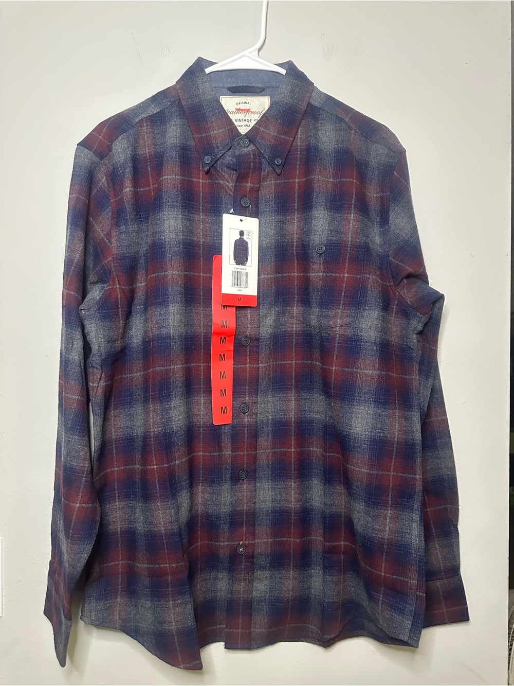 Weatherproof Men's Plaid Button-Down Shirt - Blue & Burgundy